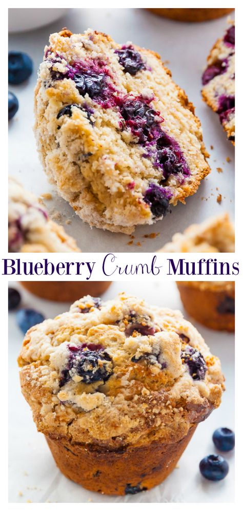 Blueberry Muffins With Streusel Topping, Jumbo Blueberry Muffins, Upside Down Desserts, Blueberry Crumb Muffins, Blueberry Cakes, Muffins With Streusel Topping, Triple Chocolate Muffins, Crumb Muffins, Viral Food