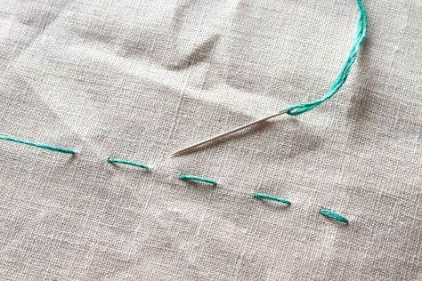 How to Hand Sew: 6 Basic Stitch Photo Tutorials | Apartment Therapy Sewing Stitches By Hand, Hand Stitching Techniques, Basic Hand Embroidery Stitches, Hand Sewing Projects, Charm Quilt, Embroidery Stitch, Needle Embroidery, Ladder Stitch, Sewing Stitches