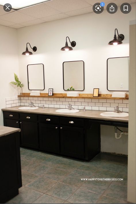 Simple Bathroom Makeover, Commercial Bathroom Ideas, Public Restroom Design, Commercial Bathroom Designs, Easy Bathroom Makeover, Church Lobby, Toilette Design, Simple Bathroom Remodel, Restaurant Bathroom