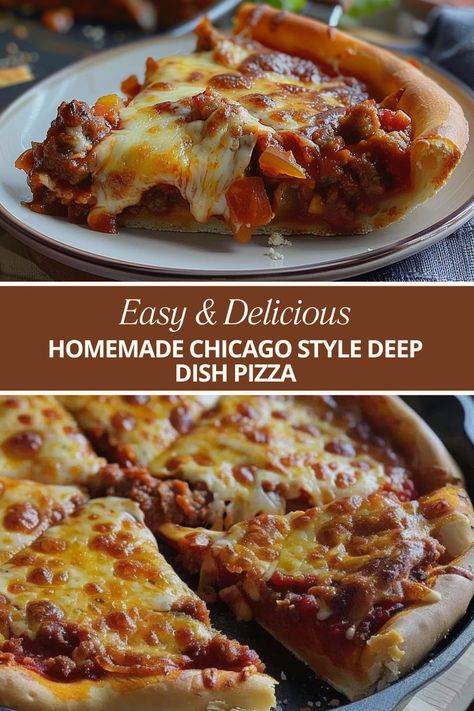 HOMEMADE CHICAGO STYLE DEEP DISH PIZZA Chicago Style Deep Dish Pizza Recipe, Copycat Unos Deep Dish Pizza, Pizza Hut Deep Dish Pizza Dough Recipe, How To Make Deep Dish Pizza, Homemade Chicago Style Deep Dish Pizza, Chicago Style Pizza Recipe, Chicago Pizza Recipe, Deep Dish Pizza Dough Recipe, Deep Dish Pizza Crust Recipe