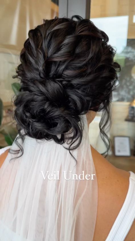 Boston Bridal Hairstylist | Nicole Greco | Veil? No Veil? Under? Over? Which would you choose? If you’re unsure we can try all the options at your trial appointment. #nmgbridallowbun | Instagram Under Hair Veil, Wedding Hair With Veil Underneath, Black Hair Bridal Updo, Wedding Veil Under Bun, Updo With Cathedral Veil, Bridal Hair With Long Veil, Bridal Hair Up With Veil, Bridal Hair With Cathedral Veil, Veil Under Hair