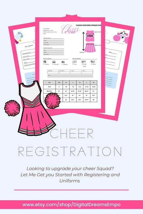 Enhance your team's performance and create a cohesive and dynamic cheerleading squad with our Cheerleader Information Form. It's time to bring out the best in your cheerleaders! In Home Childcare, Home Childcare, Cheerleading Squad, Cheer Squad, Cheer Uniform, Medical Records, Contract Template, Order Form, I Got You