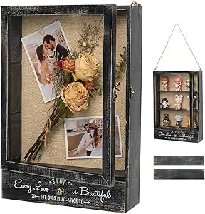 AW BRIDAL 11X16 Large Shadow Box Picture Frames Deep Shadow Boxes Display Cases with Removable Shelves and Drawers, Black Wooden Memory Boxes for Keepsakes with Slot Large Shadow Box, Aw Bridal, Shadow Box Picture Frames, Box Picture Frames, Wooden Memory Box, Deep Shadow Box, Memory Boxes, Removable Shelves, Display Cases