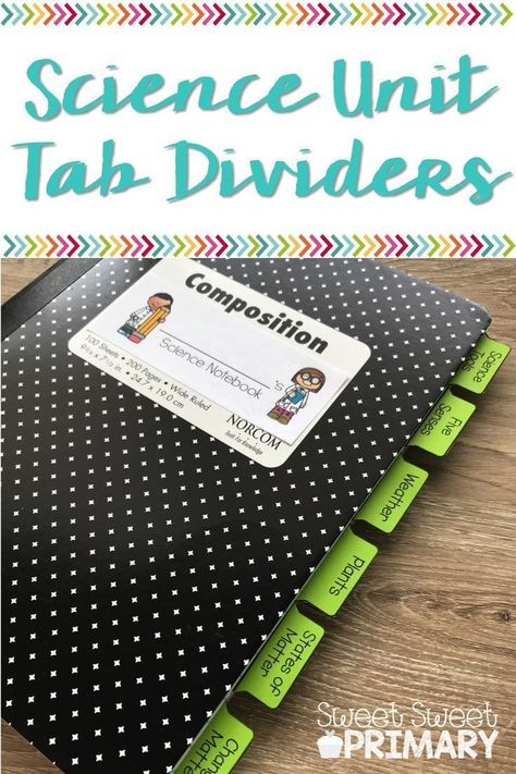 Free science notebook divider tabs. Perfect for organizing interactive science or STEAM notebooks for kindergarten, first grade, second grade, and third grade. Elementary Science Notebook, Middle School Science Notebook, Notebook Divider, Science Notebook Cover, Stem Ideas, Divider Tabs, 1st Grade Science, First Grade Science, Science Tools