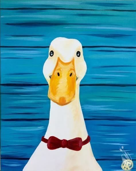 January Art, Animal Paintings Acrylic, Painting With A Twist, Duck Art, Animal Art Prints, Oil Pastel Paintings, Simple Canvas Paintings, Acrylic Painting Ideas, Easy Canvas