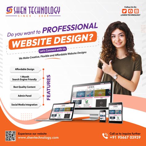 🚀 Elevate Your Online Presence with Professional Website Design! 🌐✨ Looking for a website that reflects the essence of your brand? Look no further! Shen Technology is here to transform your ideas into a visually stunning and functional website. 💡 Our Services: ✅ Professional Website Design ✅ Digital Marketing Solutions ✅ Multicolor Printing 🌟 Why Choose Shen Technology? ✨ Creative Designs ✨ Flexible Solutions ✨ Affordable Packages Let's take your online presence to the next level! Connect wi Website Promotion Poster, Flyer Design Layout Creative, Website Development Creative Ads, Healthcare Ads, Facebook Post Design, Professional Website Design, Online Digital Marketing, Custom Web Design, Website Services