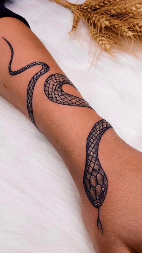 Snake Tattoos Around Wrist, Arm Snake Tattoos For Women, Snake Wrist Tattoo Wrap, Snake Tattoos Arm Wraparound, Snake Tattoos Arm, Arm Snake Tattoo, Snake Around Arm Tattoo, Snake Hand Tattoo, Kundalini Tattoo