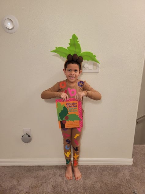 Chicka Chicka Boom Boom Halloween Costume, Chika Chika Boom Boom Costume, Magic Treehouse Costume, Childhood Book Costumes, Halloween Tree Costume, Chicka Chicka Boom Boom Costume, Chika Boom Boom, Chika Chika Boom Boom, Children Costumes