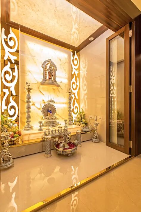 How to make a beautiful mandir at home - 10 perfect examples | homify | homify Sala Zen, Temple Room, Pooja Door Design, Kampar, Mandir Design, Temple Design For Home, Pooja Room Door Design, Pooja Room Design, Room Door Design