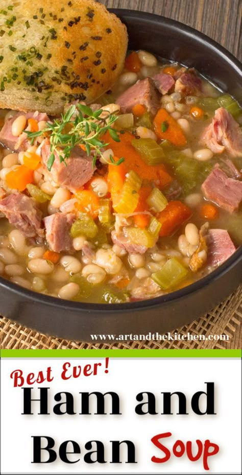 Recipe For Ham And Bean Soup, Ham Bone Soup Recipes, Ham Bone Soup, Ham Soup Recipes, Ham And Bean, Leftover Ham Recipes, Ham Soup, Ham And Beans, Ham And Bean Soup