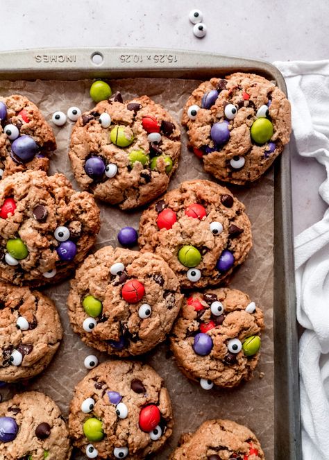 Halloween Monster Cookies - The Windy City Dinner Fairy Halloween Monster Cookies, Monster Cookies Halloween, Oatmeal Peanut Butter Cookies, Oatmeal Peanut Butter, Halloween Cookie Recipes, Monster Halloween, Peanut Butter Oatmeal Cookies, Painted Pumpkin, Halloween Baking