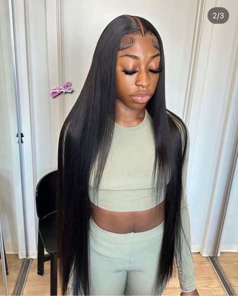 Middle Part Wig Black Women Straight, Cute Middle Part Hairstyles, Straight Middle Part Wig, Hairstyle Suggestions, Hair Line Up, Hairstyles Weave, Sew In Wig, Track Hairstyles, Cute Natural Hairstyles