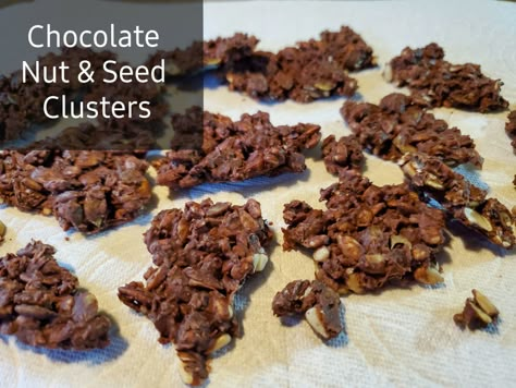 Nut And Seed Bars, Nut Cluster Recipe, Seed Clusters, Chocolate Nuts Clusters, Nut Clusters, Chocolate Clusters, Gf Meals, Seed Bars, Cake Jelly