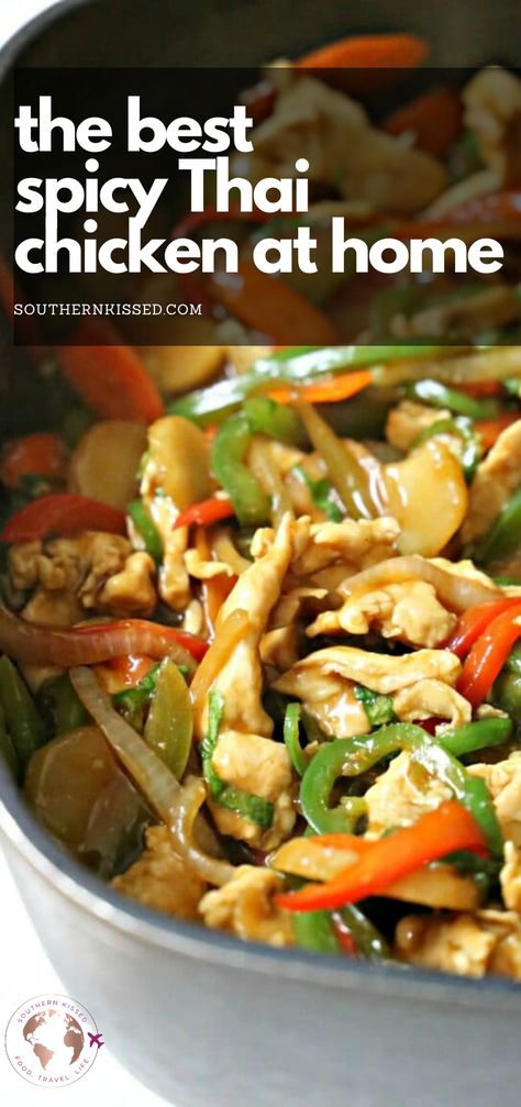 Spicy Basil Chicken, Thai Chicken Recipe, Thai Basil Recipes, Thai Chicken Stir Fry, Braised Chicken Recipes, Thai Chicken Recipes, Bbq Meats, Chicken Stir Fry Recipe, Thai Basil Chicken