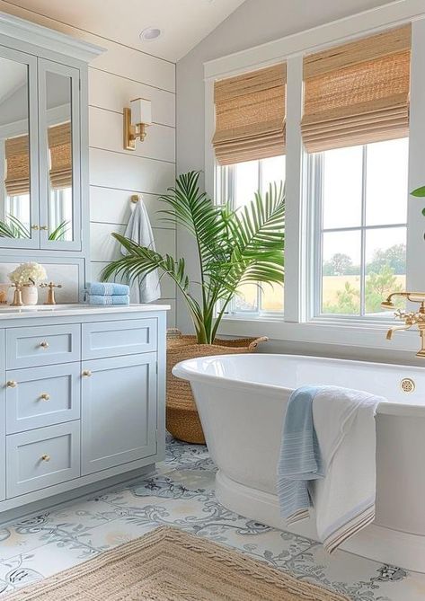 Bathroom Ideas Hamptons Coastal Style, Cape Cod Style Bathroom, Sea Inspired Bathroom, Coastal Grandma Bathroom, Nautical Bathroom Decor Ideas, Beachy Bathroom Ideas, Coastal Theme Bathroom, Coastal Chic Bathroom, Beachy Bathroom Decor