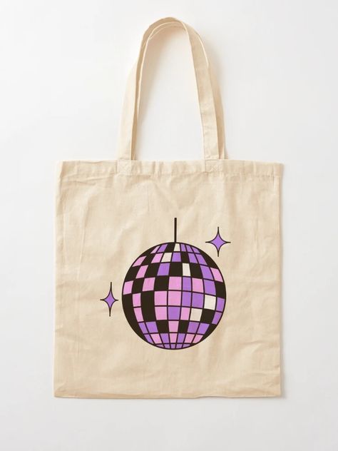 Tod Bag, Retro Disco Ball, Mirror Disco Ball, Creative Tote Bag, Purple Tote, Purple Tote Bag, Retro Mirror, Tods Bag, Pink Tote Bag