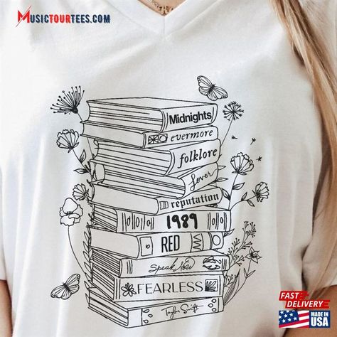 Taylor Swift Albums Books's Version Music As V Neck T-Shirt Hoodie Unisex Check more at https://musictourtees.com/product/taylor-swift-albums-books-s-version-music-as-v-neck-t-shirt-hoodie-unisex/ Taylor Swift T Shirt, Taylor Swift Albums, Vinyl Ideas, Taylor Swift Album, Album Book, Eras Tour, Family Shirts, Cool Shirts, Unisex Sweatshirt