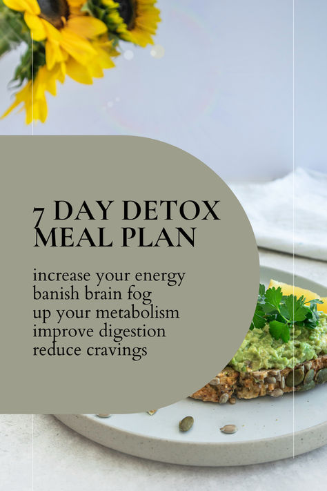 A free 7 day meal plan for busy people that is full of healthy, nutritious and delicious recipes. Meals focus on supporting our detox systems and provide an opportunity to help our body cleanse itself of toxins. Increase your energy, banish brain fog, increase your metabolism, improve your digestion, and reduce cravings. Take the stress out of meal planning and download for free! 7 Day Detox Meal Plan, Detox Meal Plan 7 Day, 10 Day Cleanse Meal Plan, Thanksgiving Detox, 7 Day Detox Cleanse, Cleansing Diet, 7 Day Cleanse, Reduce Cravings, 30 Day Detox