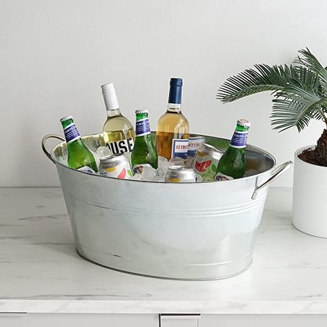 Amazon.com: True Wine & Champagne Bucket | Clear Ice Beverage Tub - Indoor & Outdoor Drink Bucket for Parties - 4 Bottles Capacity Champagne & Wine Chiller Bucket - 14" x 10.25" x 10.25" : Everything Else Wine Chiller Bucket, Party Tub, Drink Bucket, Drink Cooler, Galvanized Buckets, Galvanized Tub, Metal Tub, Beverage Tub, Home Parties