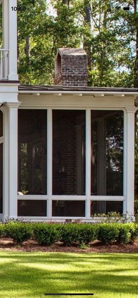 Screened in porch look Traditional Screened In Porch, Colonial Screened In Porch, Flat Roof Screened In Porch, Colorful Screened In Porch, Screening In A Covered Porch, Screened In Carport, White Screened In Porch, House With Screened In Porch, Screen Porch Flooring