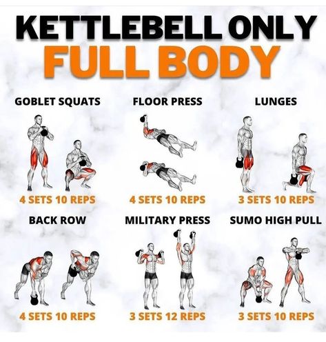 Full Body Workout Kettlebell, Dumbbell Back Workout, Kettlebell Workout Routines, Workout Kettlebell, Cold Water Therapy, Full Body Kettlebell Workout, Full Body Weight Workout, Full Body Workout Plan, Workout Program Gym