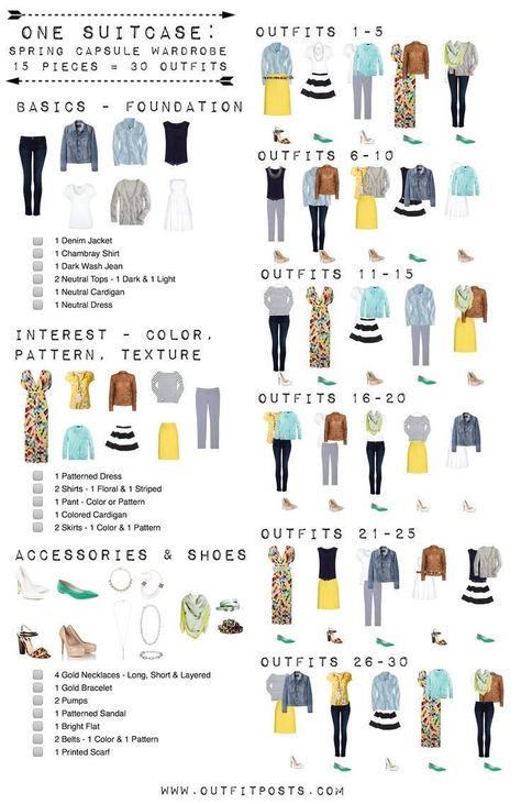 One Suitcase, Capsule Wardrobe Checklist, Many Outfits, 30 Outfits, Travel Capsule, Spring Capsule, Travel Capsule Wardrobe, Spring Capsule Wardrobe, Summer Capsule Wardrobe