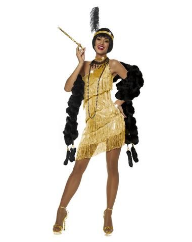 Gold Dazzling Flapper Adult Womens Costume Gold Flapper Costume, Estilo Charleston, Flapper Girl Costumes, Flapper Girl Dress, Gatsby Party Outfit, Gatsby Outfit, Flapper Halloween, Gold Flapper, Flapper Girls