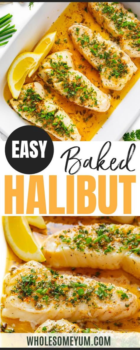 Baked Halibut Lemon Butter Halibut Recipes, Halibut Recipes Baked Healthy, Flaky Fish Recipes, Baked Halibut With Lemon Butter Sauce, Halibut With Pesto, Halibut Filet Recipes, Recipe For Halibut Fish, Ways To Cook Halibut, Frozen Halibut Recipes Baked