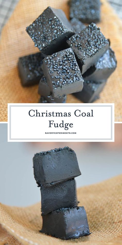 This Christmas Coal Candy is the perfect fudge recipe for Christmas! Give as a gag gift to someone who needs coal for Christmas. Coal Candy, Coal For Christmas, Christmas Coal, Recipe For Christmas, Homemade Fudge Recipes, Christmas Fudge, Vanilla Fudge, Fudge Recipes Easy, Homemade Fudge