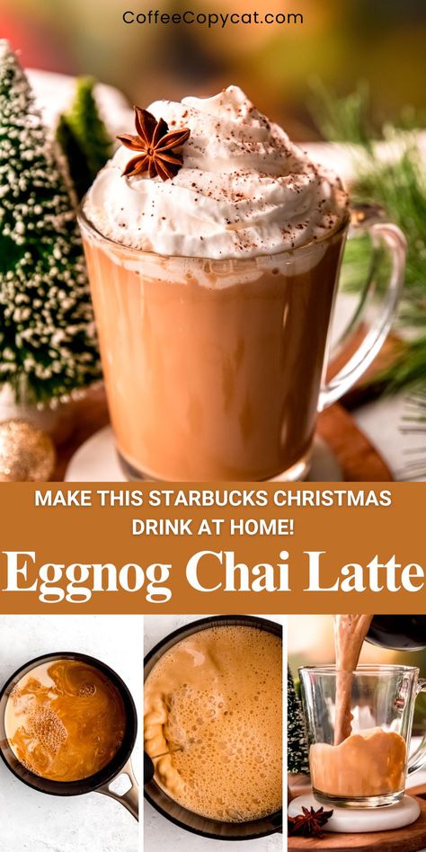 Starbucks Christmas Drinks, Starbucks Lattes, Hot Christmas Drinks, Eggnog Latte Recipe, Chai Tea Concentrate, Chai Tea Latte Recipe, Eggnog Drinks, Eggnog Latte, Chai Latte Recipe