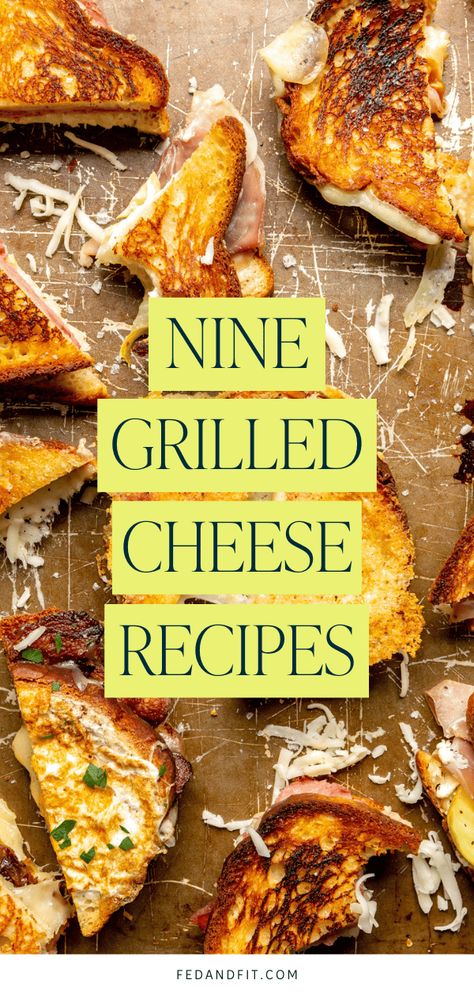 Gooey, melted cheese in between two perfectly toasted pieces of bread -- you really can't go wrong! We're sharing our 9 favorite ways to fancy up your grilled cheese sandwich. Gourmet Grilled Cheese Recipes, Grilled Cheese Recipes Gourmet, Gourmet Grilled Cheese Sandwich, Fancy Grilled Cheese, Gourmet Grilled Cheese, Grill Cheese Sandwich Recipes, Gourmet Grilling, Cheese Sandwich Recipes, Recipes For Food