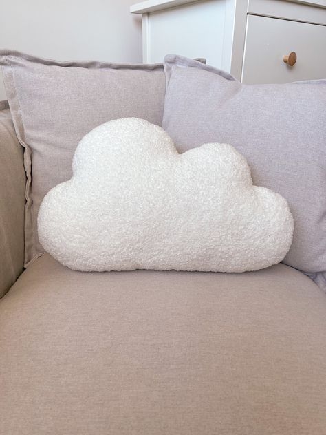 Each cloud cushion is carefully handmade using a dreamy Teddy fleece fabric with a Boucle look that provides a sensory experience. These super soft and plush cloud pillows are available in 2 different sizes; medium and large, as well as a wide range of colours to match and compliment your decor.  Our cloud cushions have endless decorating possibilities. They are a versatile piece of home decor that can be used anywhere in the home, whether it's a child's room, nursery, or sofa.  Cloud Cushions c Sensory Pillow, Cloud Pillows, Sofa Cloud, Aesthetic Bedroom Ideas, Cloud Cushion, Teddy Fleece, Baby Cot, Home Sofa, Baby Pillows