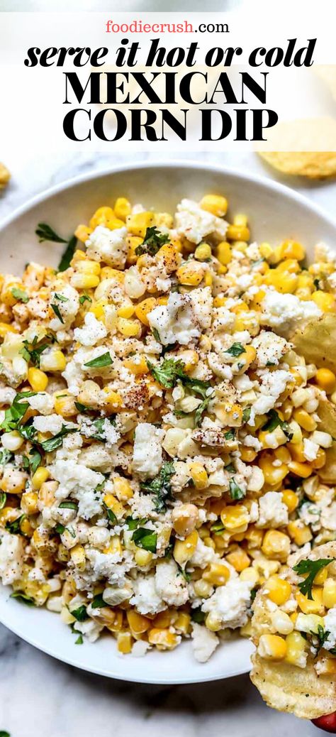 Cojita Corn Dip, Street Corn Dip Recipe Cold, Roasted Corn Appetizer, Mexican Corn Rotel Dip, Mexican Corn Salsa Recipe, Mexicorn Corn Dip With Rotel, Elite Corn Dip Recipe, Mexican Corn Salsa Dip, Hot Elote Corn Dip