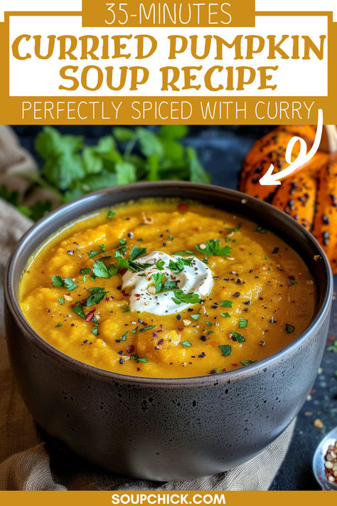 Curried Pumpkin Soup Recipe Curried Pumpkin Soup, Curried Pumpkin Soup Recipe, Jarrahdale Pumpkin, Curried Pumpkin, Strega Nona, Curry Udon, Roast Pumpkin Soup, Pumpkin Curry, Pumpkin Soup Recipe