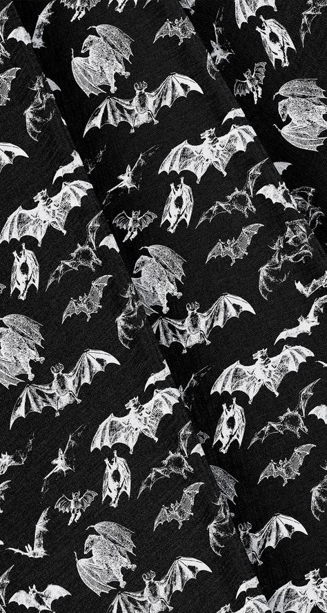 This Black bats fabric is perfect for your next diy project or decor. This and pattern also comes in wallpaper and other materials, cotton, satin, etc. Keywords: large bats, patchwork bat, grey bat, gothic bats, flight bat, night bat, x-ray bat, small bats, scale bat, black bats, vintage bat, halloween bats, black white bats https://www.spoonflower.com/designs/12203084?utm_source=pinterest&utm_medium=ref&utm_campaign=cs Bats And Butterflies, Bats Phone Wallpaper, Vampcore Wallpaper, Bat Pattern Wallpaper, Gothic Bat Wallpaper, Black And White Goth Wallpaper, Goth Macbook Wallpaper, Bat Astethic, Gothic Halloween Wallpaper