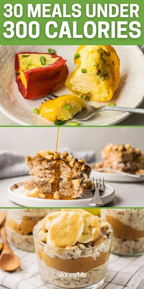 These 30 Meals Under 300 Calories will fill your tummy, satisfy your cravings, and practically eliminate the stress of cooking! 360 Calorie Meals, Low Caloric Density Meals, 350 Calorie Meals, Lunches Under 300 Calories, 700 Calorie Meals, Meals Under 300 Calories, 500 Calorie Breakfast, 300 Calorie Breakfast, Packable Lunches