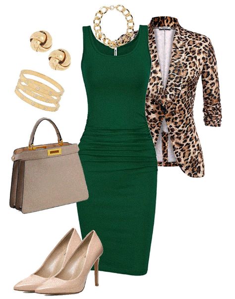 Fashiers - Fashion Styling Chic Green Bags As Fashion Accessory, Chic Green Blazer For Night Out, Chic Green Blazer For Work, Chic Green Blazer For Office Wear, Chic Long Sleeve Green Blazer, Semi Casual Outfit Women, Semi Casual Outfit, Fashionable Work Outfit, Trendy Dress Outfits