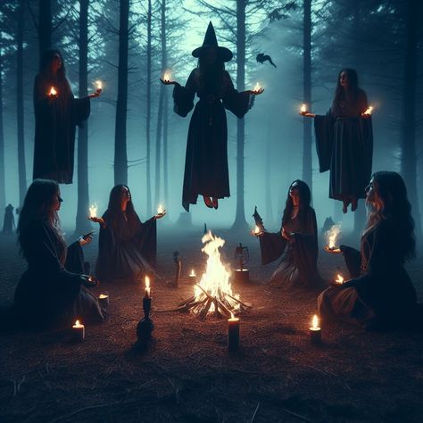 Spirit Halloween Aesthetic, Witch Coven Aesthetic, Hecate Alter, Witches Gathering, Witch Dance, Busy Drawing, Witch In The Woods, Laveyan Satanism, Witches Coven