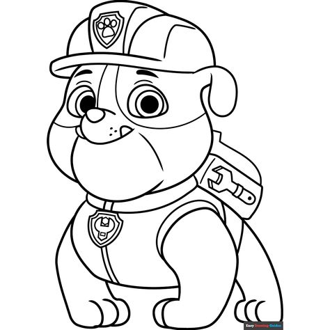 Rubble from Paw Patrol Coloring Page - Free & Printable Coloring Sheet Free Printable Paw Patrol, Paw Patrol Gifts, Ryder Paw Patrol, Easy Drawing Guides, Free Printable Coloring Sheets, Paw Patrol Coloring, Drawing Guides, Paw Patrol Coloring Pages, Online Coloring Pages