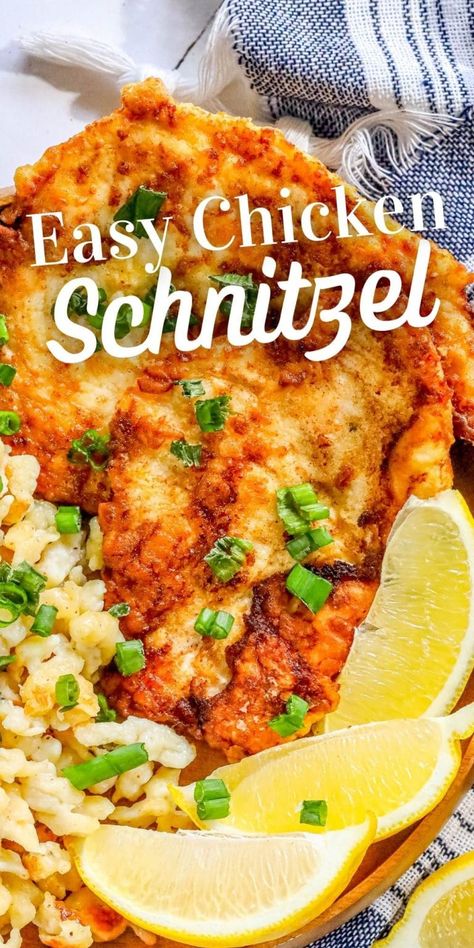 Easy Chicken Schnitzel Recipe - main dishes #maindishes Chicken Snitzel Recipe, Easy Breaded Chicken, 4 Week Meal Plan, Chicken Schnitzel Recipe, Schnitzel Recipe, Healthy Food Recipe, German Food Authentic, Schnitzel Recipes, Whole30 Dinner