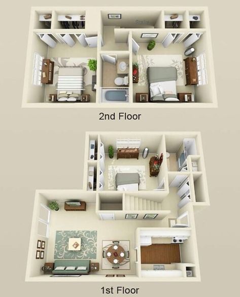 Here are some 2 story floor plans for your future sims homes ! 💕 . . . #3dfloorplan #sims #sims4house #sims4 #ts4 #thesims #thesims4… Sims 4 Houses Layout, Sims 4 House, 3d House Plans, Sims 4 House Plans, 2 Bedroom House Plans, Apartment Floor Plan, House Floor Design, Apartment Floor Plans, Sims 4 House Design