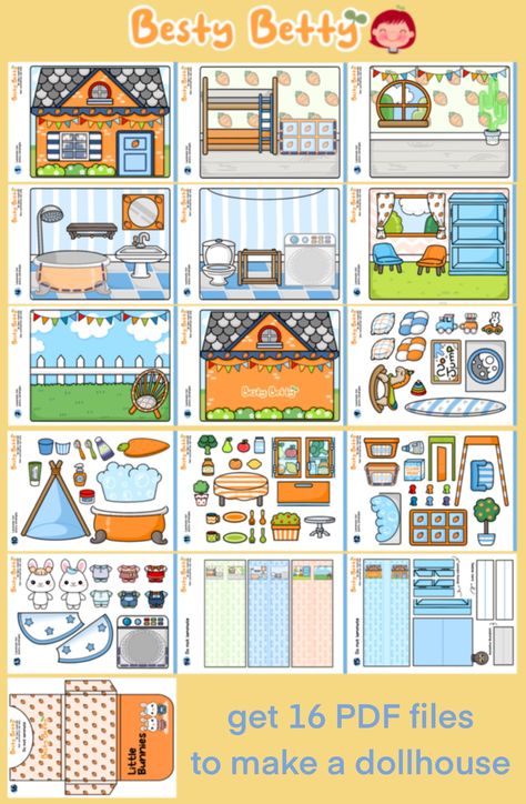 Hello Kitty Paper Dolls House, Paper Doll House Templates, Paper Doll House Template Printables Free, Paper Doll Duck House, Paperdoll House Printable, Paper Dolls Diy Printable, Katemade Printable Pdf, Paper Doll House Printable Free, Paper House Template Printables Free Pdf