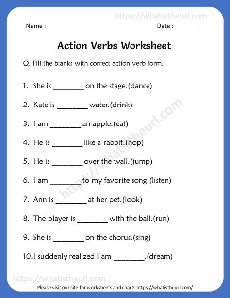 Action-verb-worksheets-1st-grade - Your Home Teacher Verbs Worksheet Grade 3, Action Verbs Worksheet, Verbs Worksheet, Smart Goals Worksheet, Commonly Misspelled Words, Ela Worksheets, Present Continuous Tense, Misspelled Words, Money Math