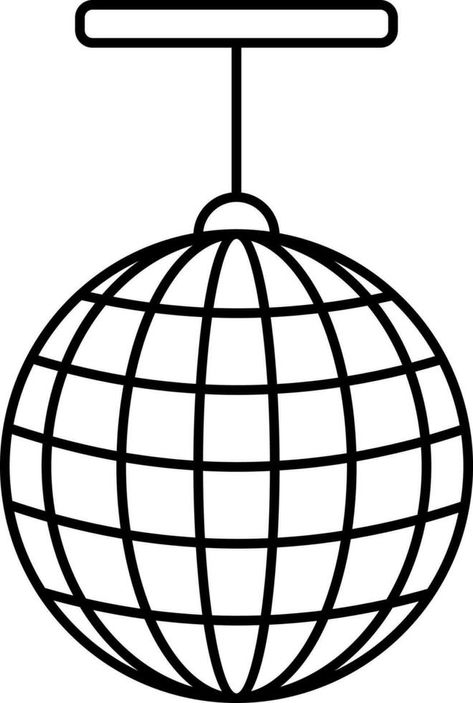 Isolated Disco Ball Icon In Black Line Art. Disco Ball Silhouette, Disco Ball Template, Disco Ball Coloring Page, Disco Ball Outline, Visual Texture Drawing, Disco Ball Icon, Disco Ball Vector, Texture Drawing Ideas, Punch Needling