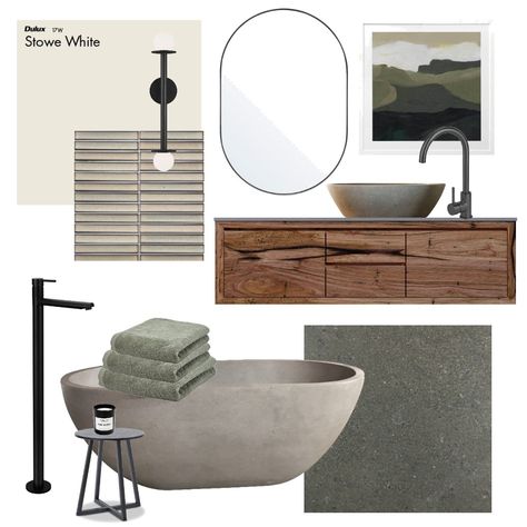 Kelly Wearstler Bathroom, Moodboard Interior Design, Different Decorating Styles, Design Mood Board, Light Hardwood Floors, Wood Bathroom Vanity, Biophilic Design, Standing Bath, Stone Basin