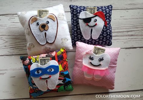 DIY TOOTH FAIRY PILLOWS Tooth Fairy Pillow Diy, Tooth Fairy Pillow Pattern, Fairy Pillows, Fairy Pouch, Tooth Fairy Gifts, Felt Cupcakes, Tooth Fairy Pillows, Diy Tooth Fairy, Tooth Pillow