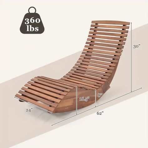 Wood W Widened Slatted And For | Temu Garden Recliner Chairs, Rocking Chair Porch, Porch Rocker, Wooden Patios, Wood Rocking Chair, Patio Chaise Lounge, Patio Rocking Chairs, Rocker Chairs, Wood Patio