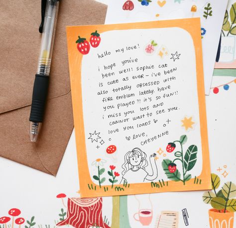 Cheyenne Barton, Snail Mail Inspiration, Snail Mail Pen Pals, Mail Art Envelopes, Aesthetic Letters, Pen Pal Letters, Envelope Art, Cute Letters, Handwritten Letters