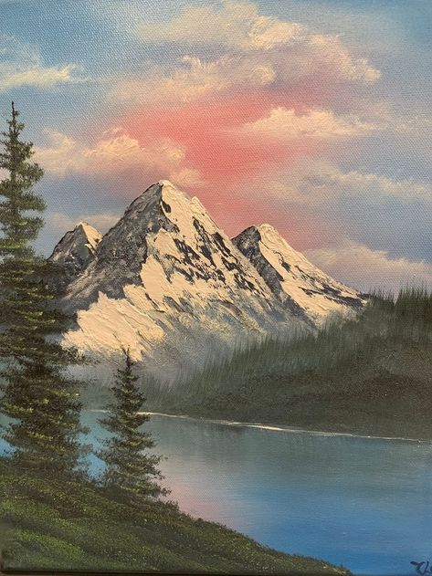 Bob Ross Paintings, Mountain Landscape Painting, A Bob, Scenery Paintings, Snowy Mountain, Soyut Sanat Tabloları, Landscape Paintings Acrylic, Canvas Painting Landscape, Canvas Painting Designs