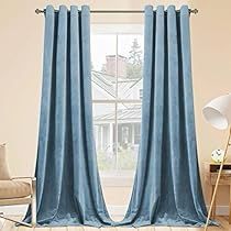 Blue Velvet Curtains, Brown Ottoman, Bedroom Curtains, Window Covering, Insulated Curtains, Drape Panel, Curtains For Living Room, Darkening Curtains, Velvet Curtains